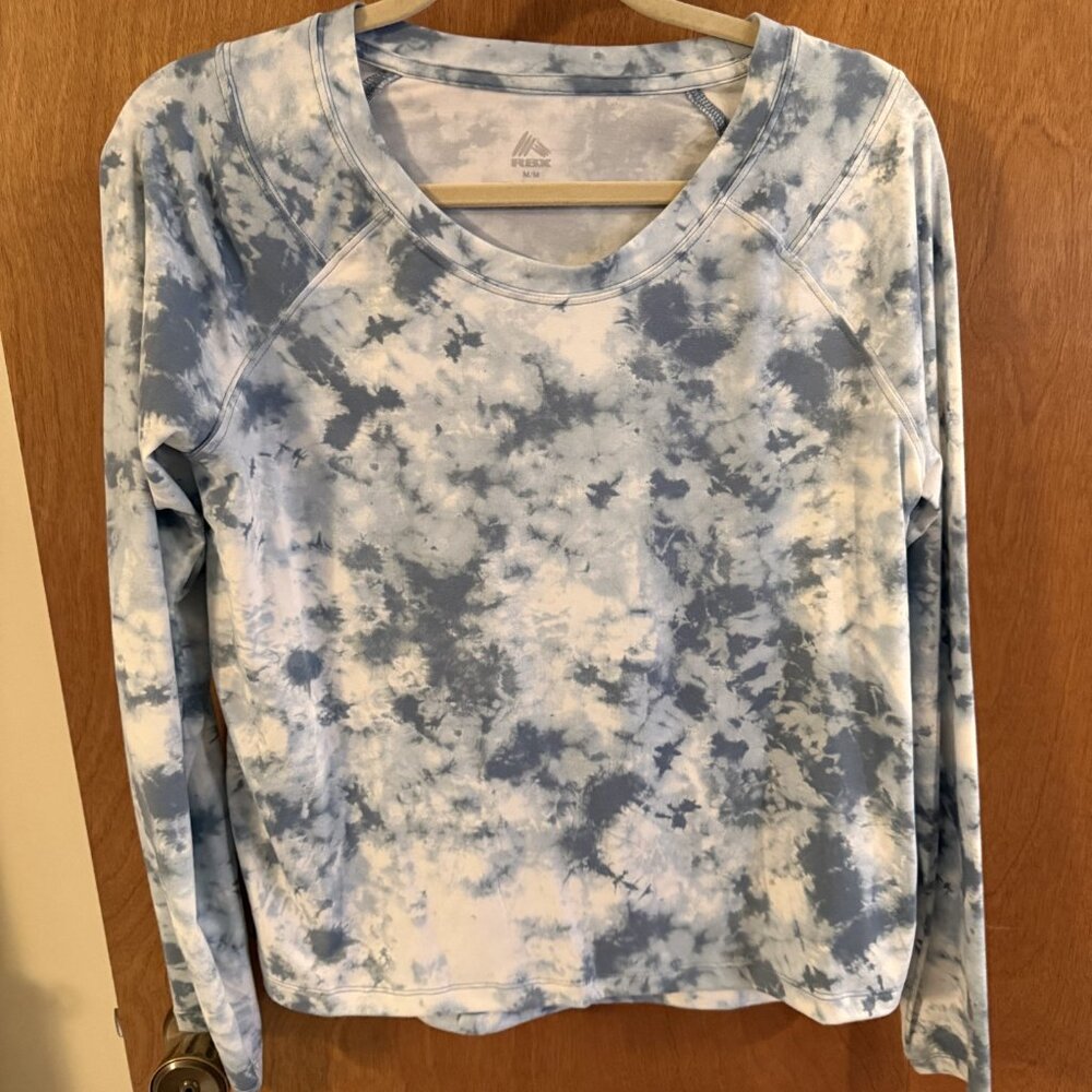 RBX Womens Tie Dye Long Sleeve Sweatshirt Pullover Blue Size Medium Activewear - Picture 3 of 9